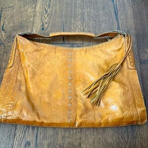 Jophiel Design Brown Leather Distressed Tassel Stitching Shoulder Bag Purse